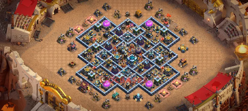Town Hall 13 Base -hybrid – Layout id: al4sl base layout