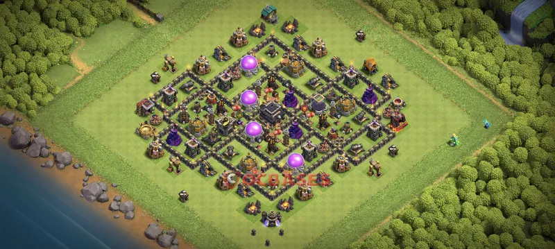 Town Hall 9 Base -trophy – Layout id: 9b40t base layout