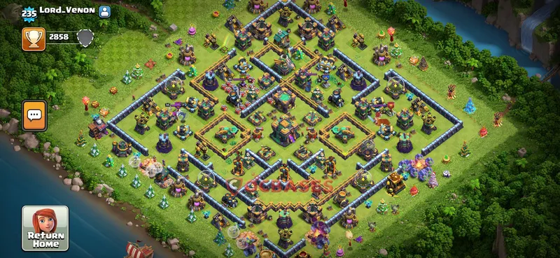 Town Hall 14 Base -war – Layout id: n23wt base layout, image 1