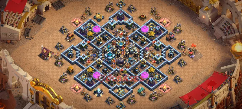 Town Hall 13 Base -hybrid – Layout id: iirks base layout