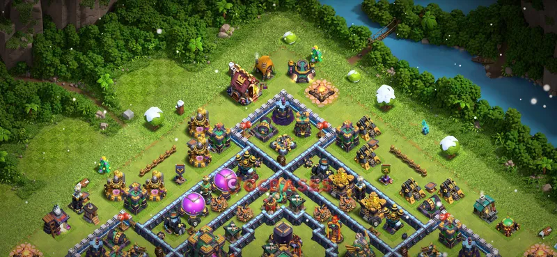 Town Hall 14 Base -hybrid – Layout id: eyhbr base layout, image 1