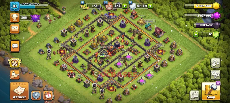 Town Hall 10 Base -progress base – Layout id: wlfke base layout