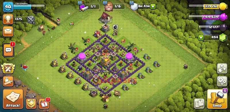 Town Hall 7 Base -war – Layout id: r7g0v base layout