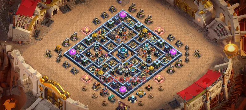 Town Hall 13 Base -hybrid – Layout id: aro4k base layout