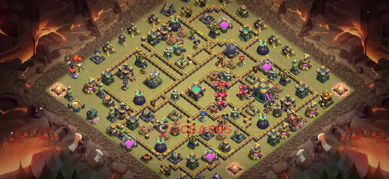 Town Hall 14 Base -war – Layout id: nszy4 base layout