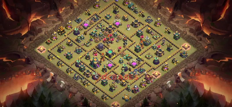 Town Hall 14 Base -war – Layout id: 7mv8j base layout