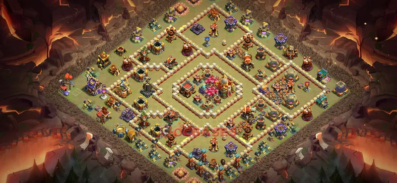 Town Hall 16 Base -war – Layout id: qu854 base layout