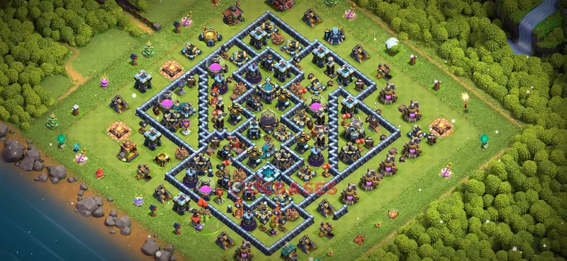 Town Hall 13 Base -trophy – Layout id: xziys base layout