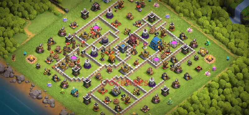 Town Hall 12 Base -trophy – Layout id: tf9oo base layout