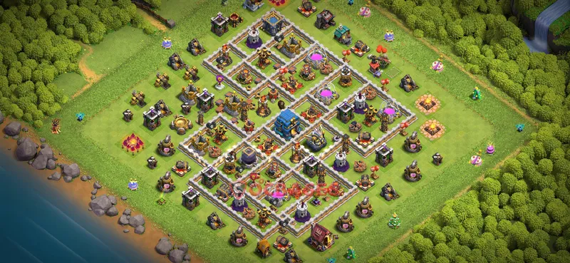 Town Hall 12 Base -trophy – Layout id: 61lln base layout