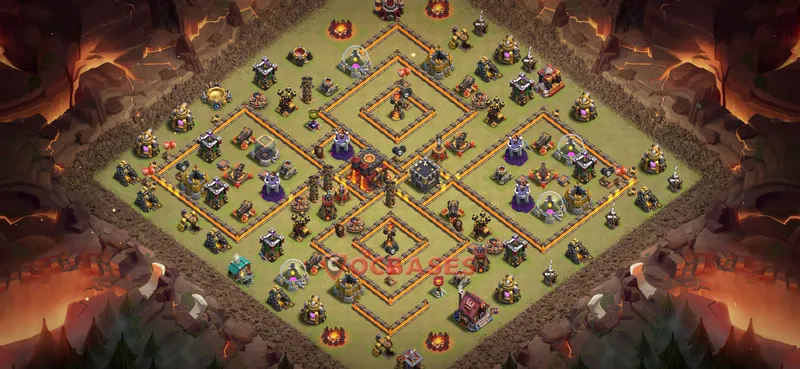 Town Hall 10 Base -war – Layout id: 9h05w base layout