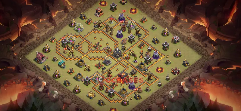 Town Hall 10 Base -war – Layout id: h49aq base layout