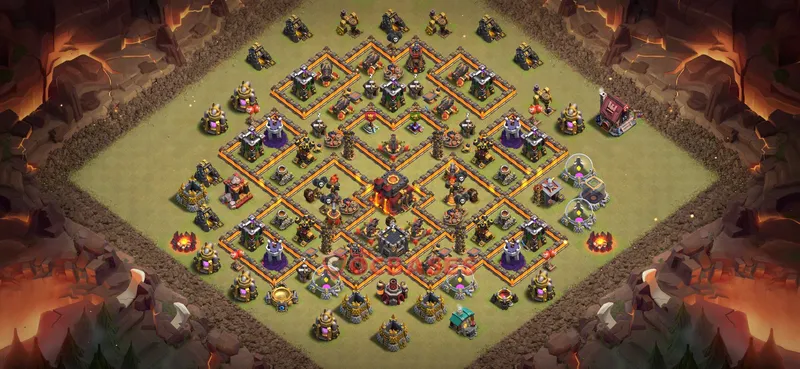 Town Hall 10 Base -war – Layout id: aobv9 base layout