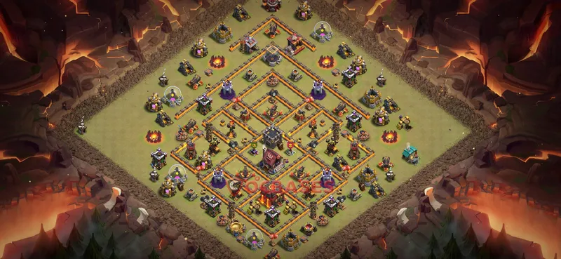 Town Hall 10 Base -war – Layout id: 0azs2 base layout