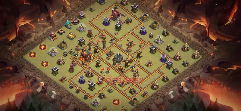Town Hall 10 Base -war – Layout id: 48l3a base layout