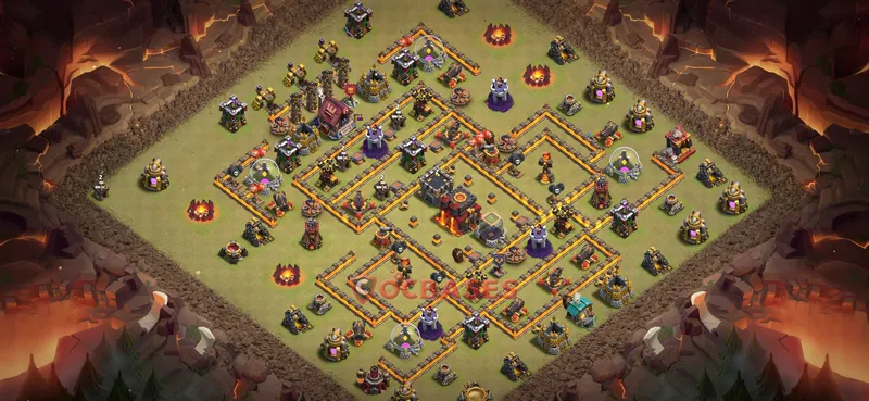 Town Hall 10 Base -war – Layout id: 5l0it base layout