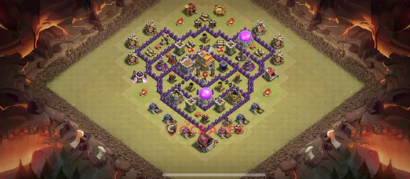 Town Hall 7 Base -hybrid – Layout id: 6ujys base layout