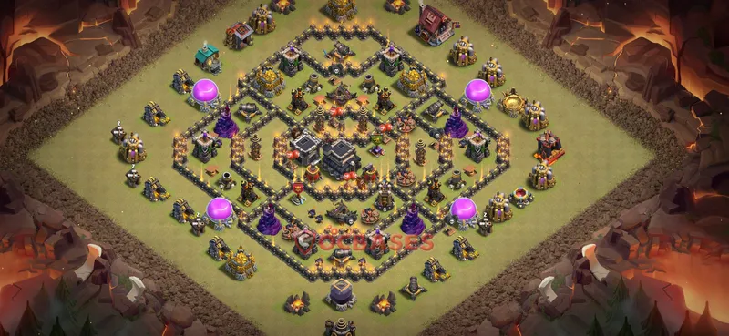 Town Hall 9 Base -war – Layout id: xvs06 base layout