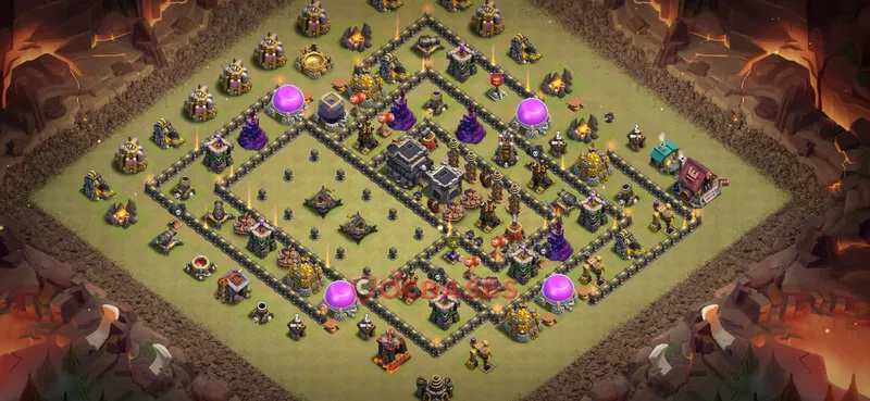 Town Hall 9 Base -war – Layout id: t8f9q base layout