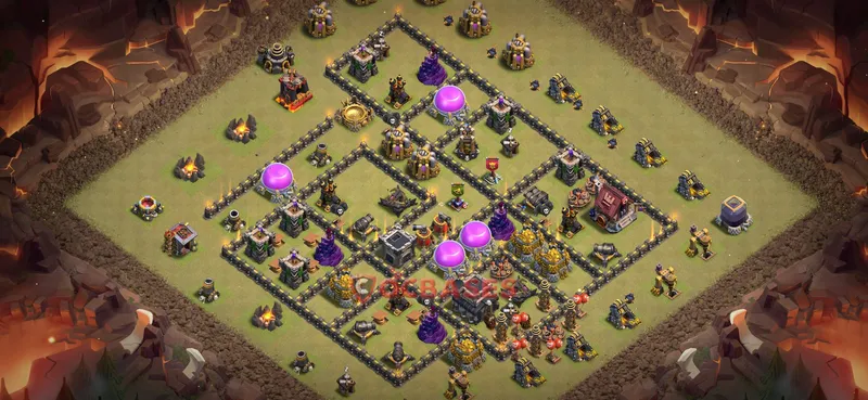 Town Hall 9 Base -war – Layout id: nsojp base layout