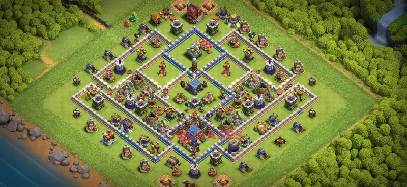 Town Hall 12 Base -war – Layout id: hyhxq base layout, image 1