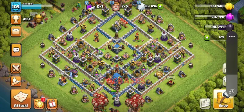 Town Hall 12 Base -war – Layout id: hyhxq base layout, image 2