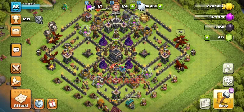 Town Hall 9 Base -war – Layout id: ovsdl base layout, image 1