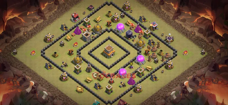 Town Hall 8 Base -war – Layout id: c4nbe base layout