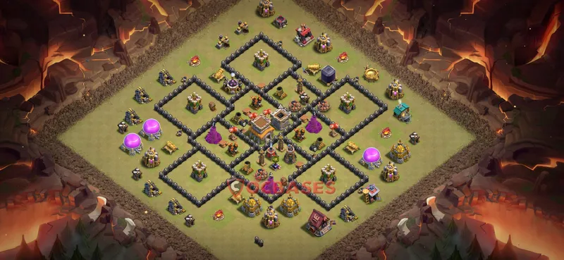 Town Hall 8 Base -war – Layout id: x1177 base layout