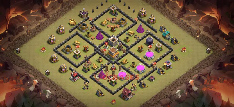 Town Hall 8 Base -war – Layout id: lz8bm base layout