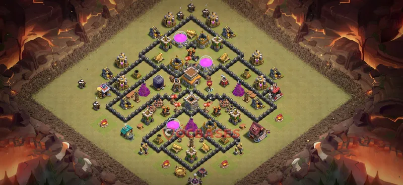 Town Hall 8 Base -war – Layout id: 7hkey base layout