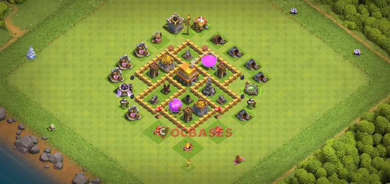 Town Hall 5 Base -trophy – Layout id: t3cfw base layout