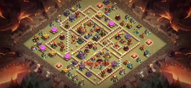 Town Hall 16 Base -war – Layout id: f5hn8 base layout, image 1