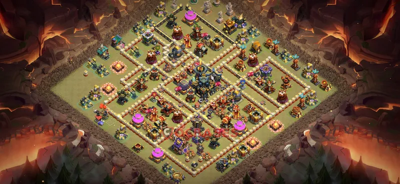 Town Hall 17 Base -war – Layout id: x9fhy base layout, image 1