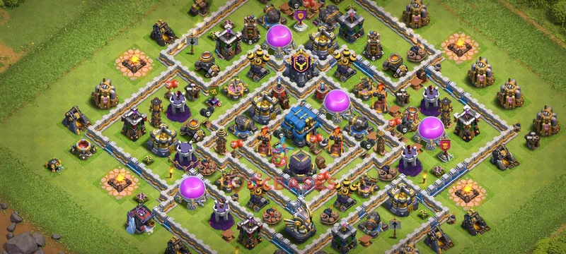Town Hall 12 Base -hybrid – Layout id: 3qodh base layout, image 1