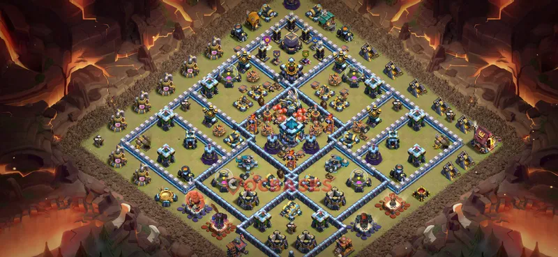 Town Hall 13 Base -war – Layout id: yuupz base layout, image 1