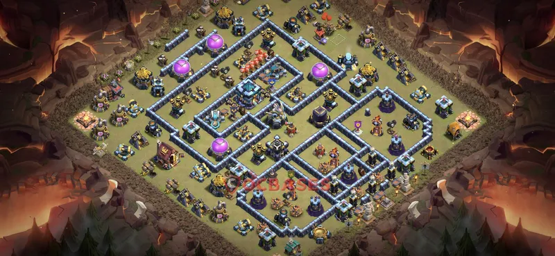 Town Hall 13 Base -war – Layout id: 207zq base layout, image 1