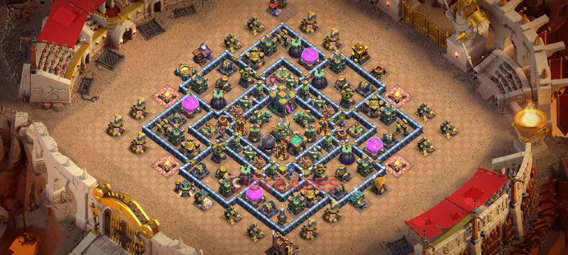 Town Hall 14 Base -hybrid – Layout id: 3qqq0 base layout