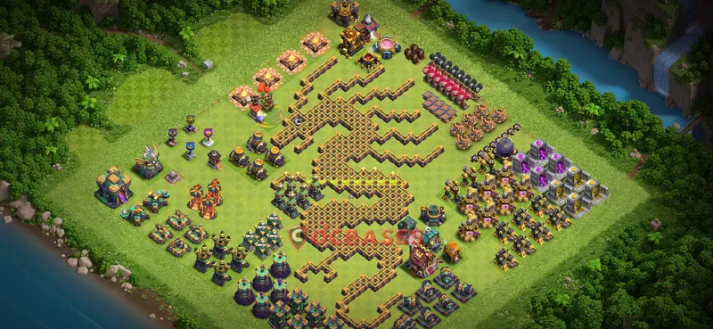 Town Hall 14 Base -progress base – Layout id: a0qee base layout
