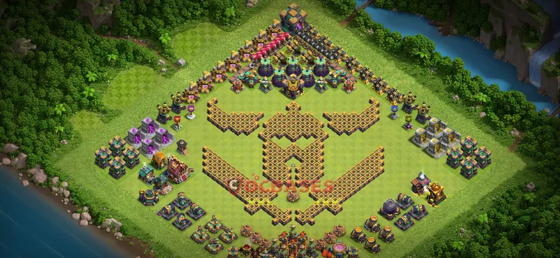 Town Hall 14 Base -progress base – Layout id: l6bun base layout