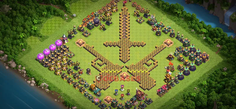 Town Hall 14 Base -progress base – Layout id: nvxzm base layout