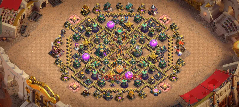 Town Hall 14 Base -hybrid – Layout id: 6tpg6 base layout