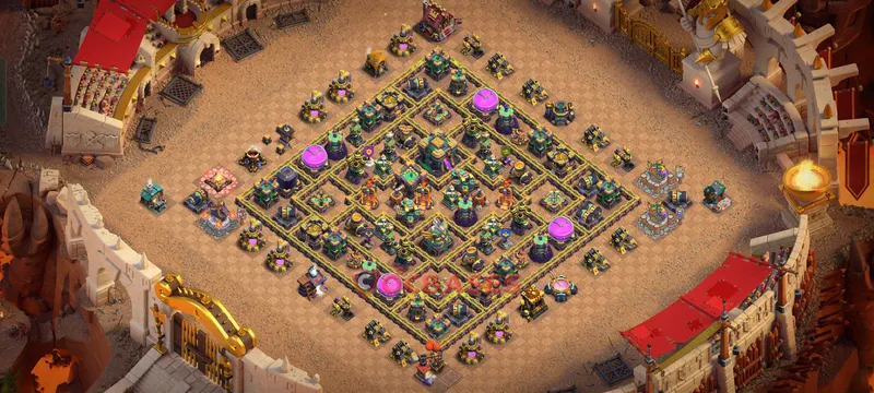 Town Hall 14 Base -hybrid – Layout id: cyb7v base layout