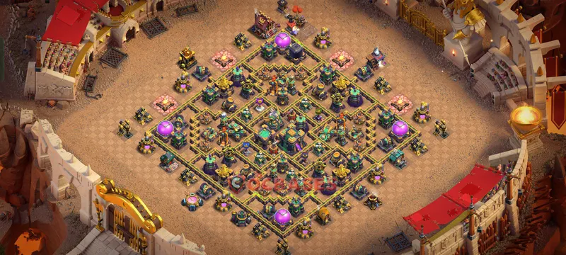 Town Hall 14 Base -hybrid – Layout id: ae4gq base layout