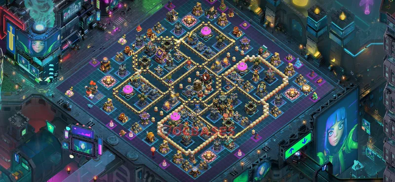 Town Hall 17 Base -hybrid – Layout id: jhvua base layout, image 1