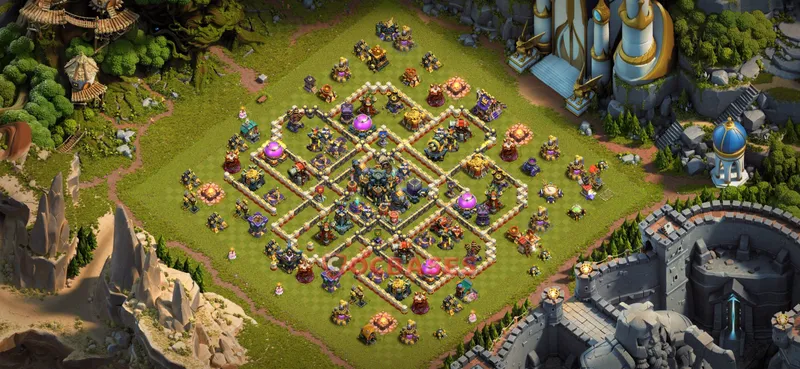 Town Hall 17 Base -trophy – Layout id: pxzba base layout, image 1