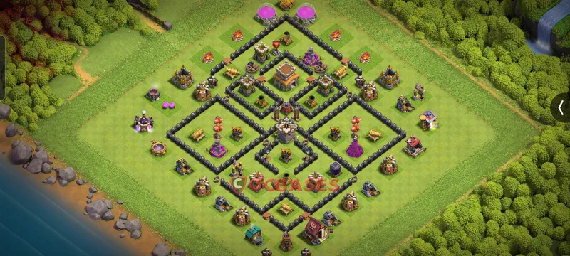 Town Hall 8 Base -trophy – Layout id: 56bt1 base layout