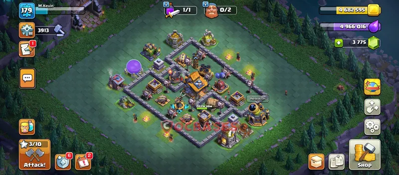 Builder Hall 10 Base -trophy – Layout id: 00rf8 base layout, image 2