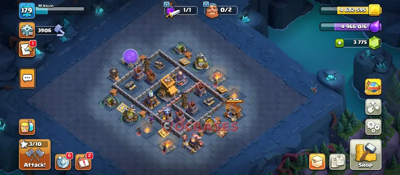 Builder Hall 10 Base -trophy – Layout id: 00rf8 base layout, image 1