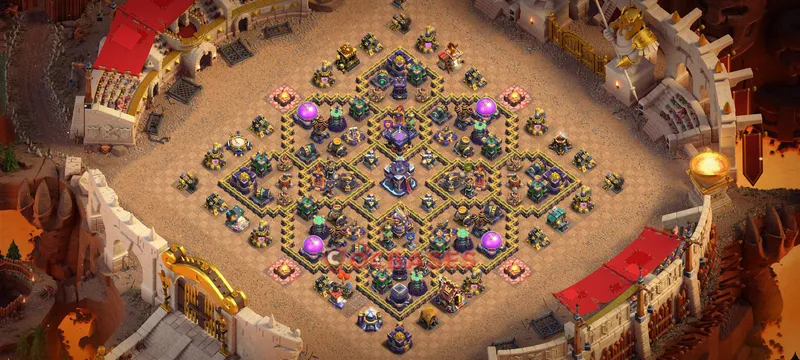 Town Hall 15 Base -hybrid – Layout id: pmf1p base layout